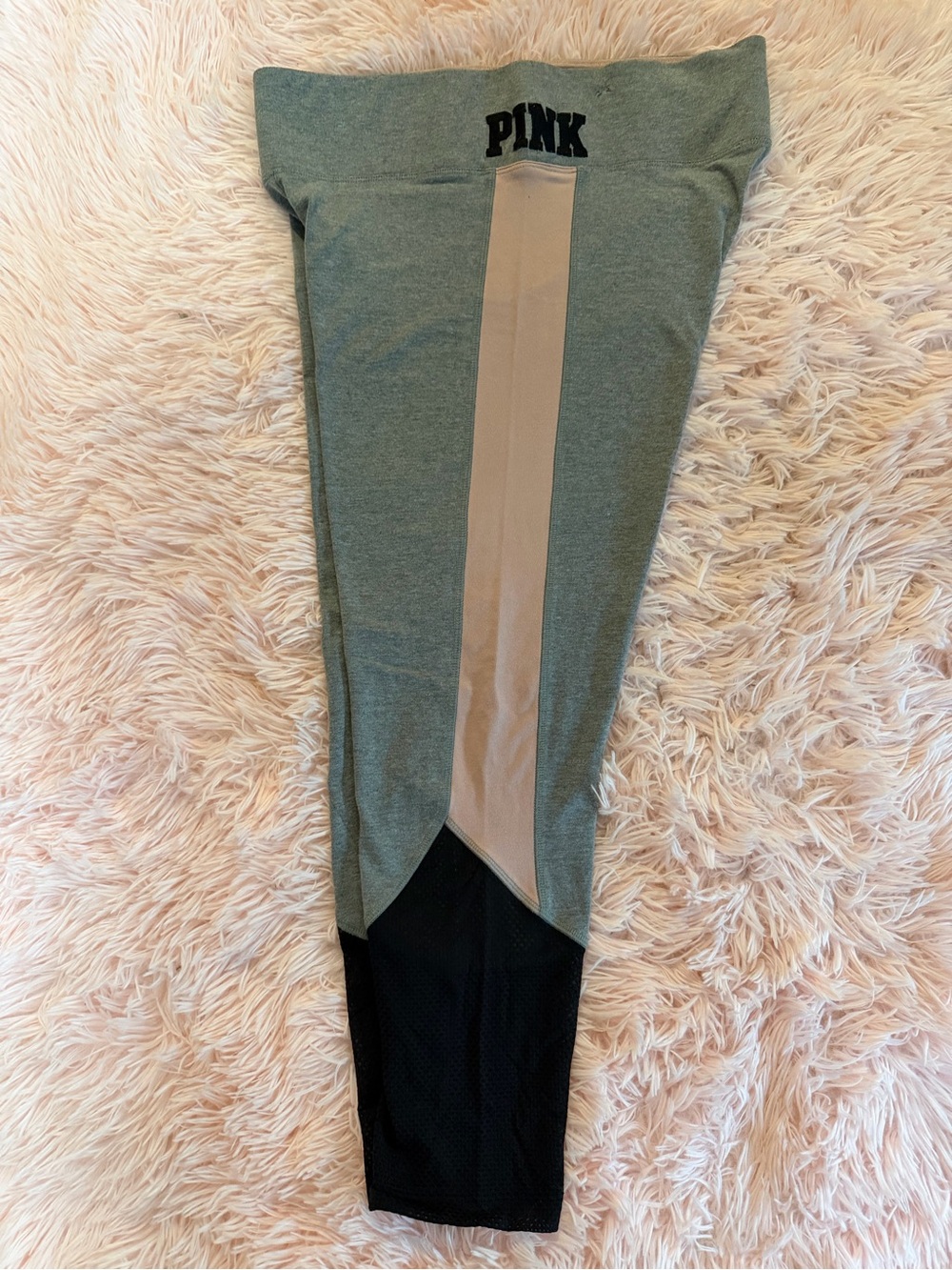 Victoria's Secret PINK Gray and Pink Yoga Leggings with mesh